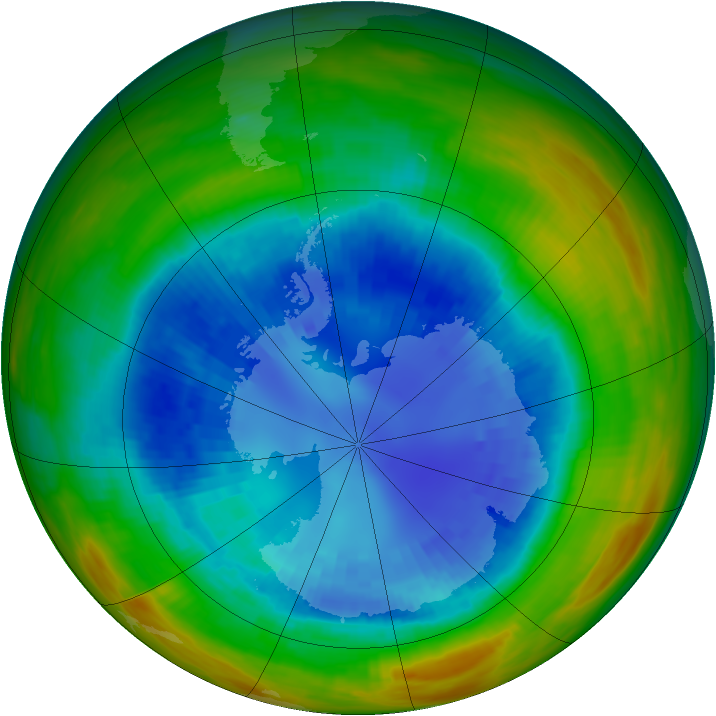 Antarctic ozone map for 01 September 1989